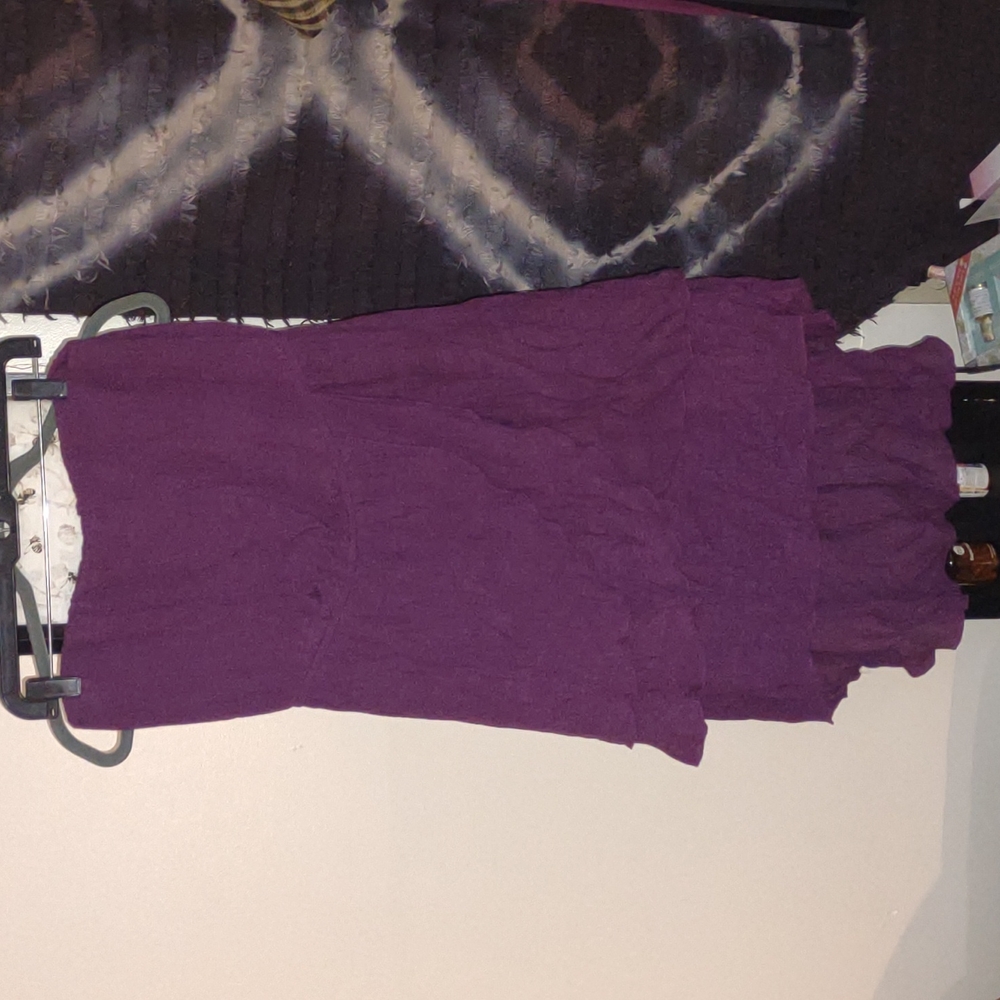 Gauze dress or skirt, Frilly purple berry Large hi low boho